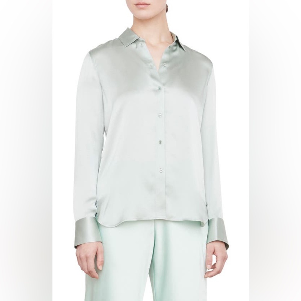 Vince Silver Silk Blouse